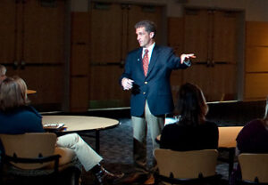 President Lane Glenn conducts a presentation inside the Hartleb Technology Center.