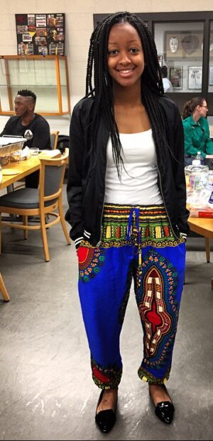 NECC student Tracy Mukami wore her traditional garb for the fashion show