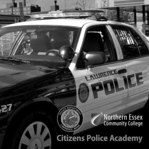 close up picture of a Lawrence police car 