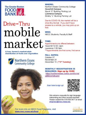 Poster with details about the mobile food market