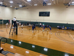 Knights volleyball in a match against Mass Bay