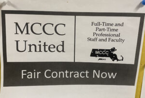 Faculty and staff union members at NECC are advocating for a new contract with the state's Board of Higher Education