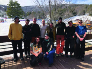 Students posing for photo on a ski trip
