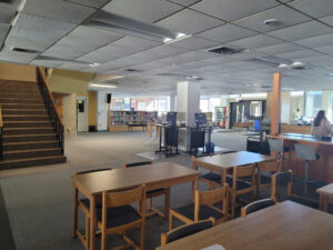 An empty library at NECC's Haverhill campus