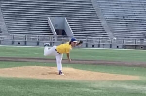 Knights baseball player throwing a pitch during a game