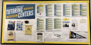 A bulletin board in the Spurk building hallway