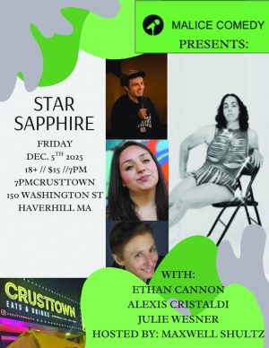 A posted for a comedy show starting Star Sapphire