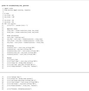 A picture of a python script Pheonix German created. 