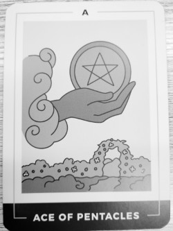 Tarot card showing the ace of pentacles