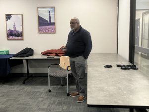 A translator is at the performance