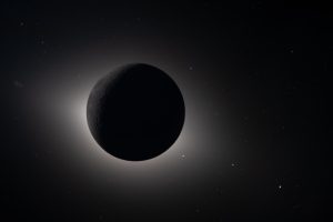 A picture of a solar eclipse in space