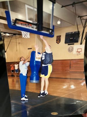 An old photo in the late 90's of a basketball game