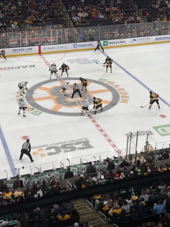 The Dallas Stars and the Bruins playing against each other